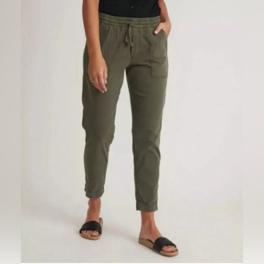 Marine layer emmy linen blend jogger olive green